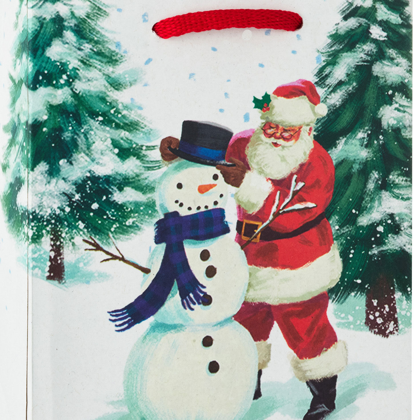 Blue and Red Plaid and Santa Holiday Gift Bags upclose view image number 5
