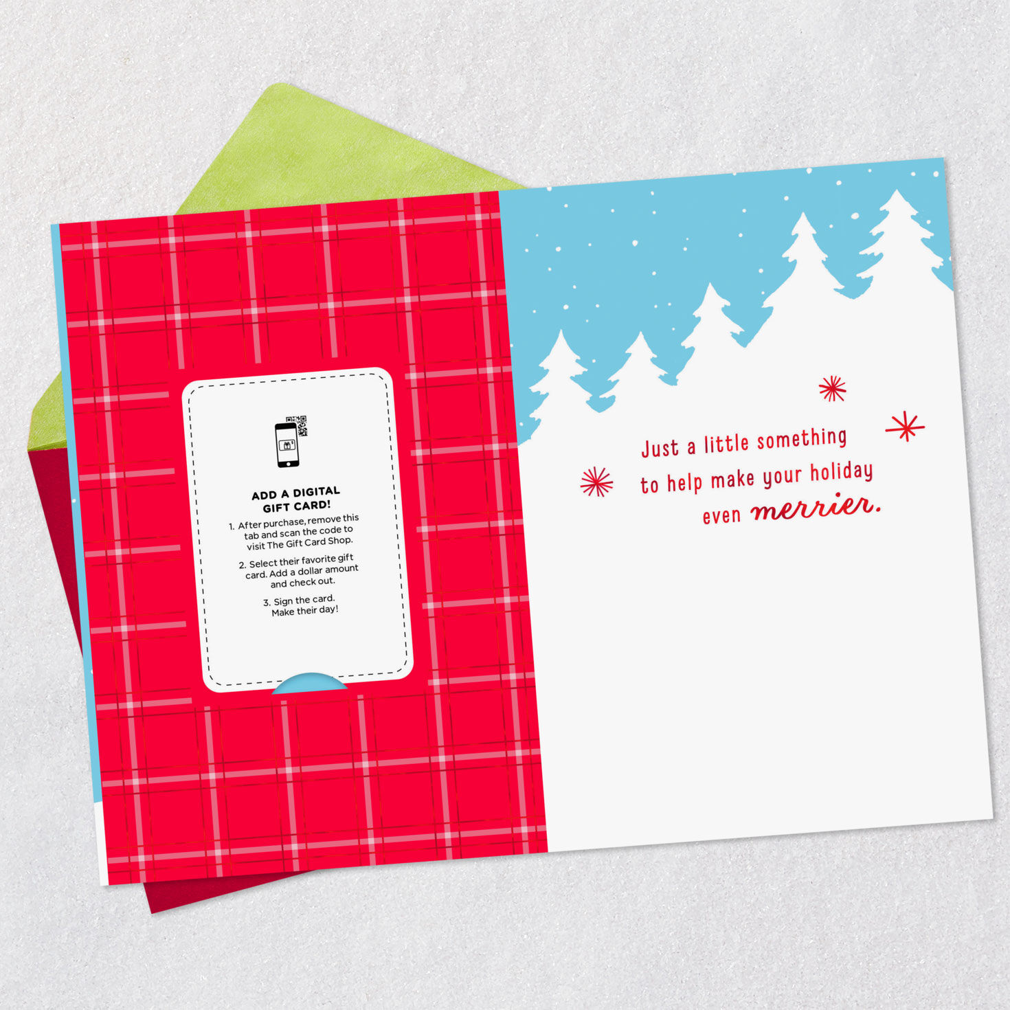 Vintage Red Truck Gift Card Greeting Christmas Card Open card with envelope image number 3