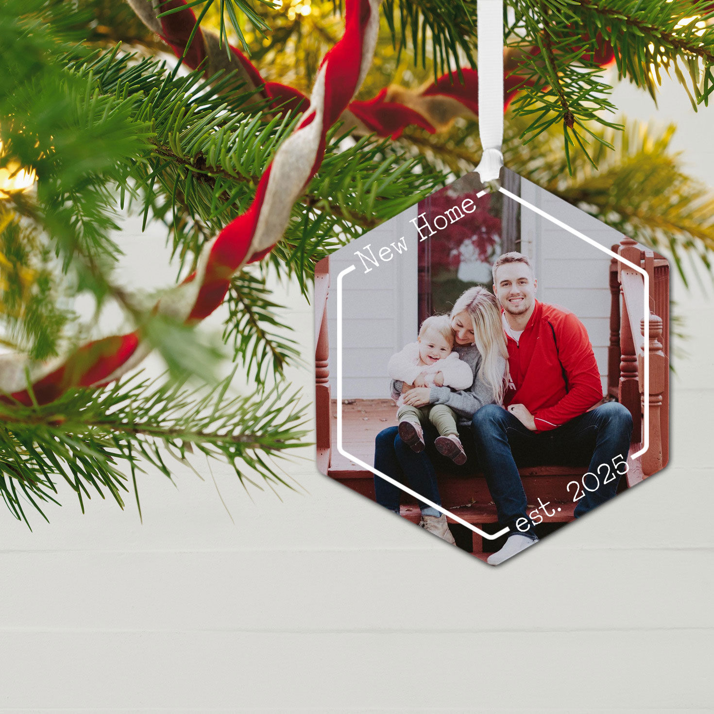 New Home Personalized Christmas Ornament hanging on tree image number 2