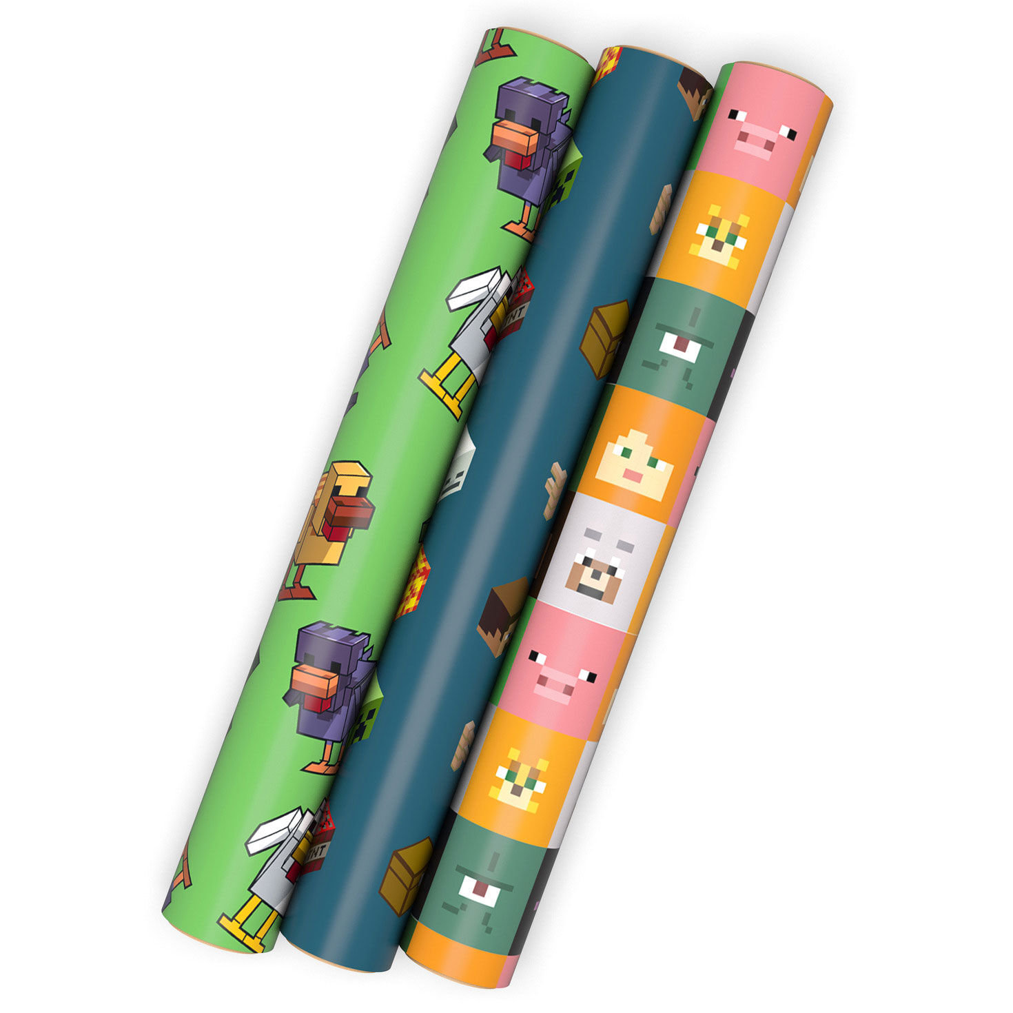 Minecraft Mobs 3-Pack Wrapping Paper Mini Roll Bundle, 45 sq. ft. total