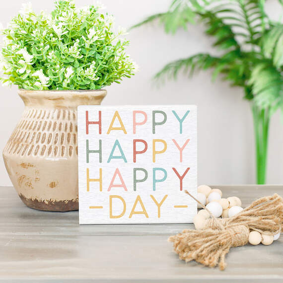 Happy Happy Wood Quote Sign, 5.25x5.25, , large image number 2