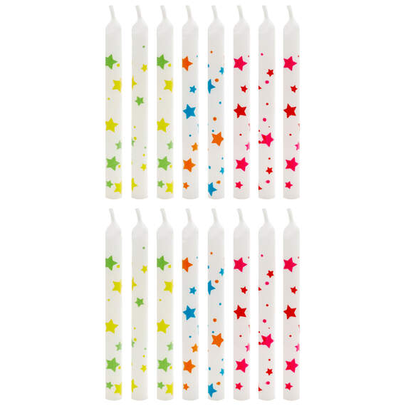Scattered Stars White Birthday Candles, Set of 16