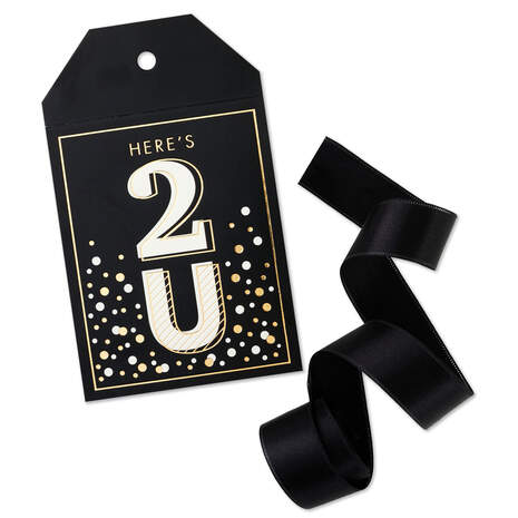 Black and Gold Large Gift Tag and Ribbon Set, , large