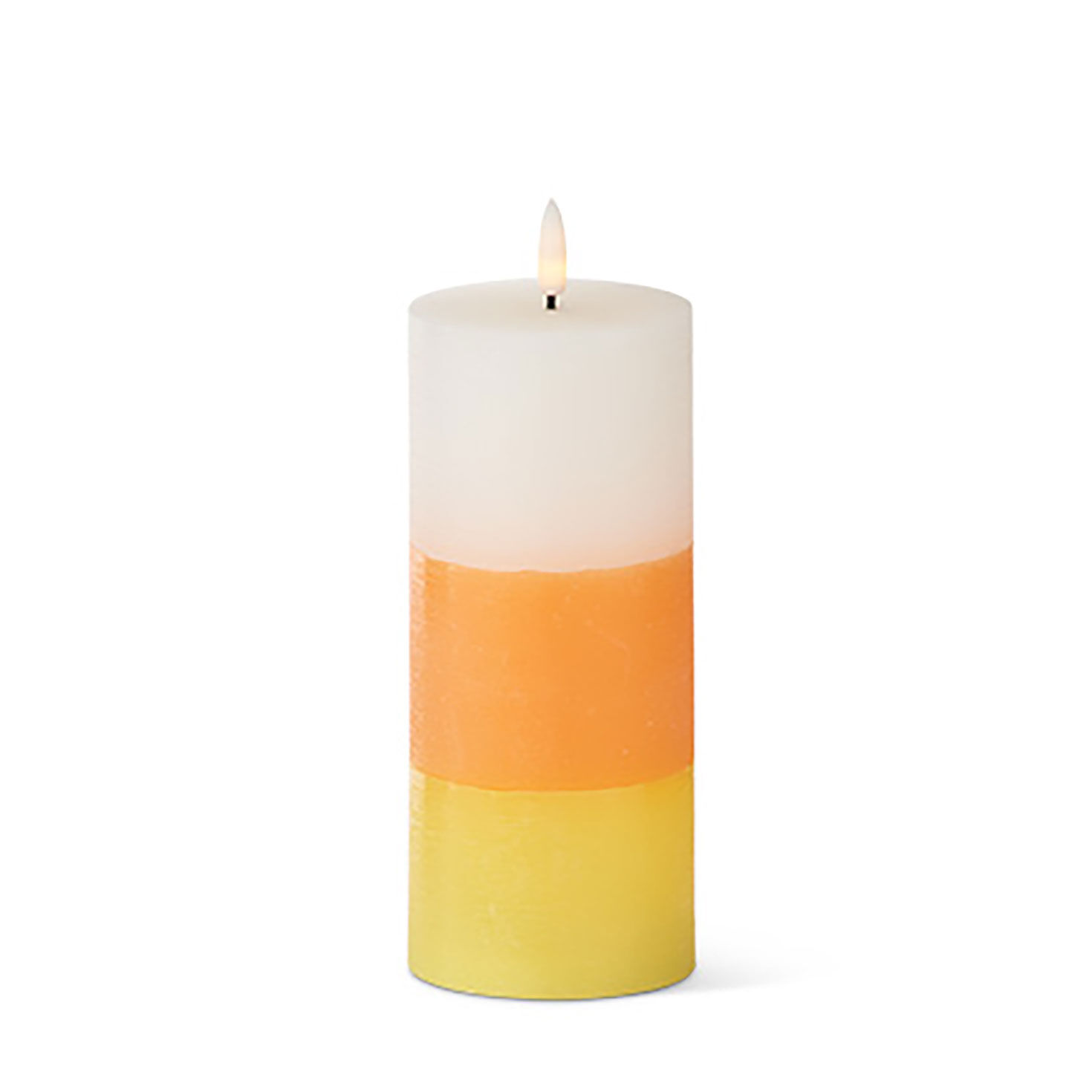 K&K Interiors Candy Corn Pillar Candle, 7.25"