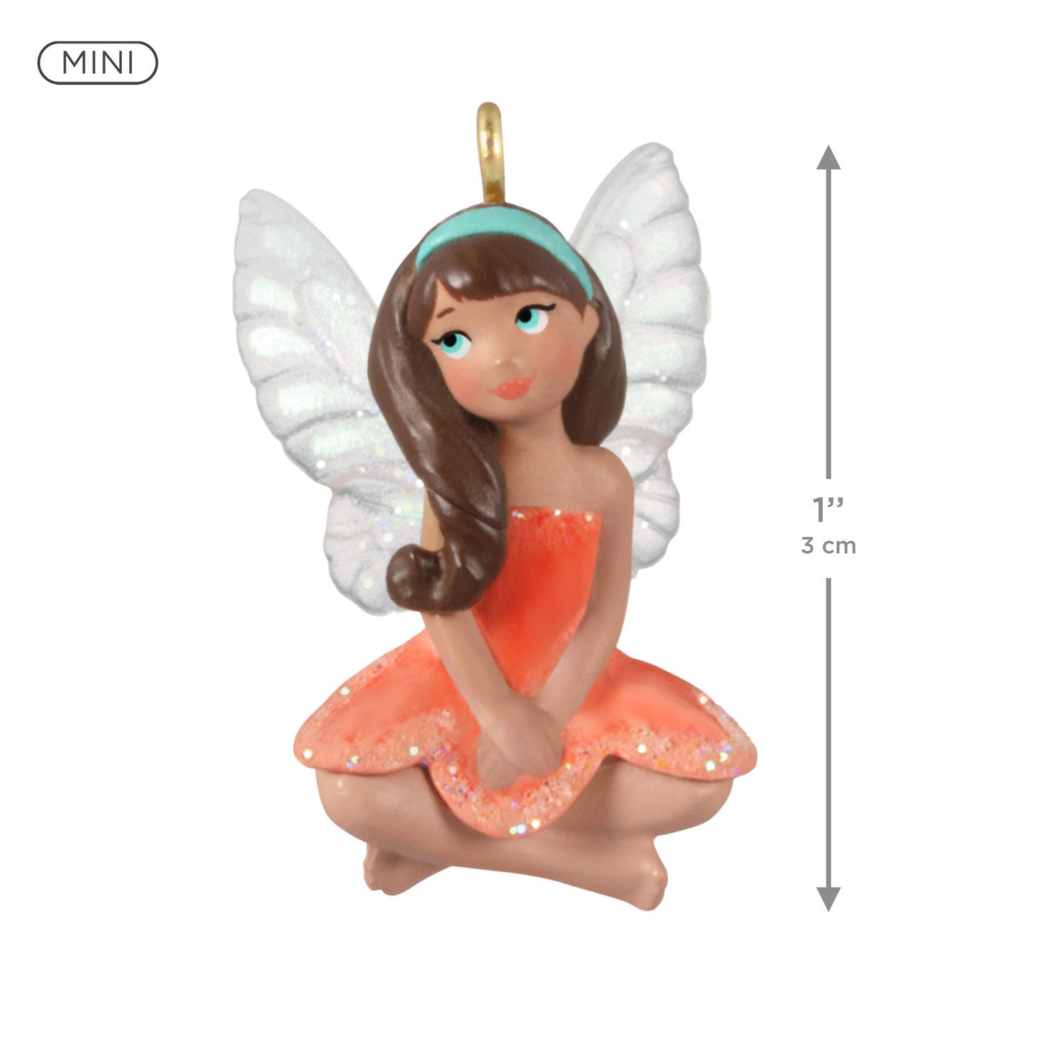 Fairy in Peach Dress Keepsake Ornament measurement image number 3