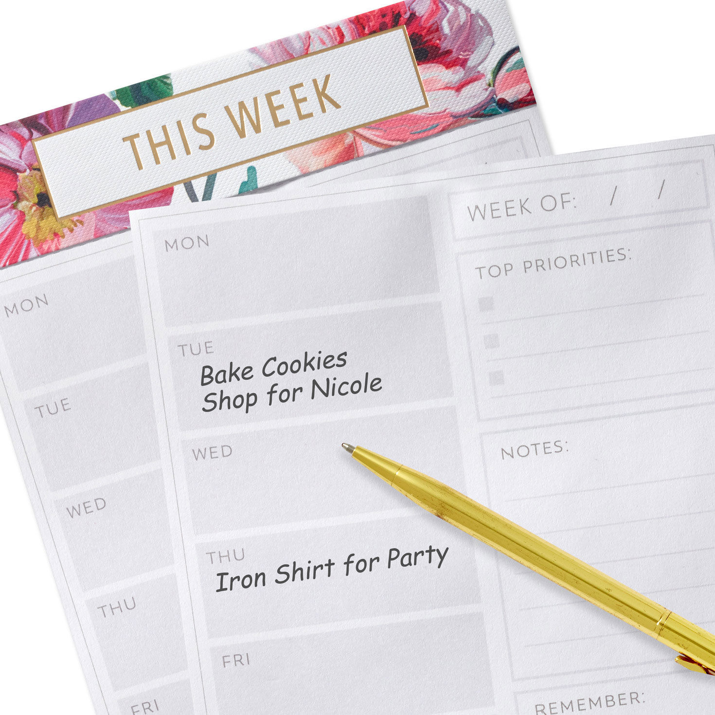 Floral Weekly Planner Desk Note Pad detail image number 4
