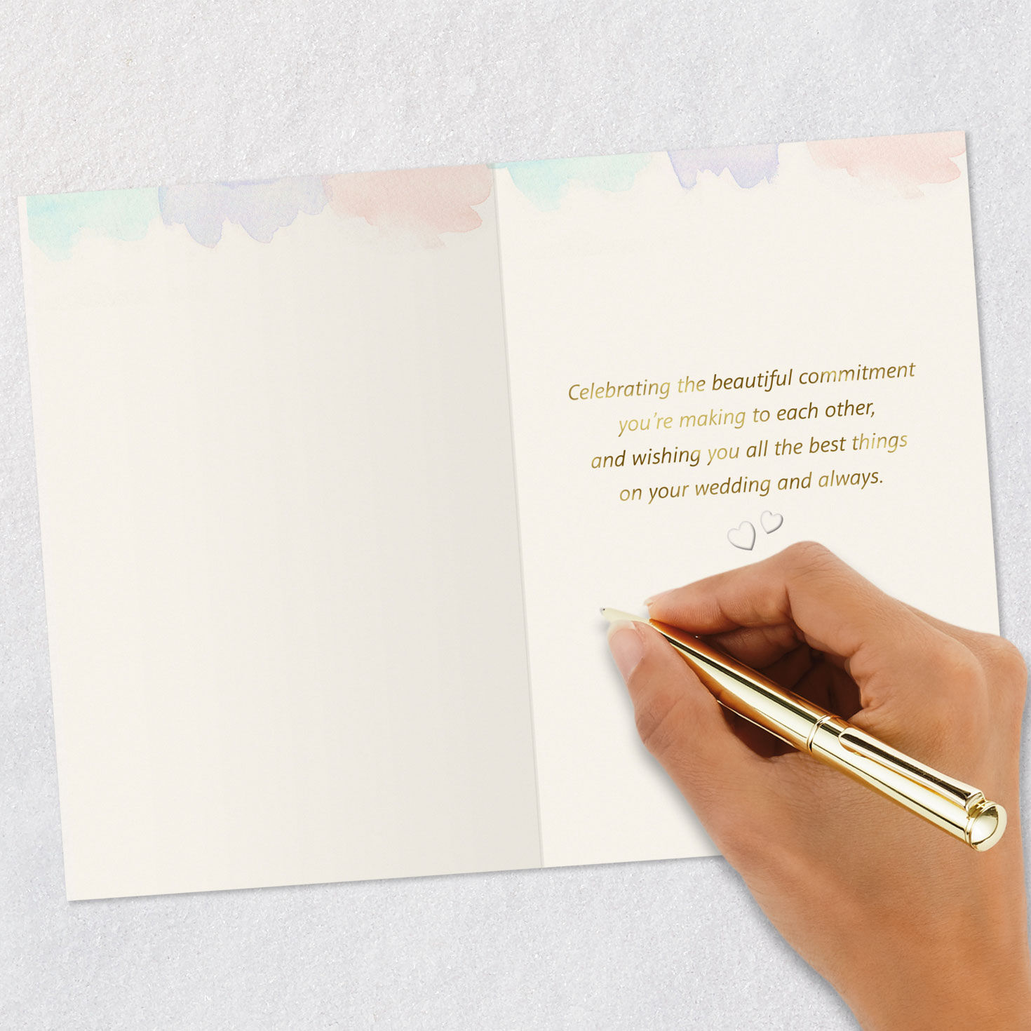 Faith, Hope, Love Watercolor and Hearts Wedding Card Signing card image number 6