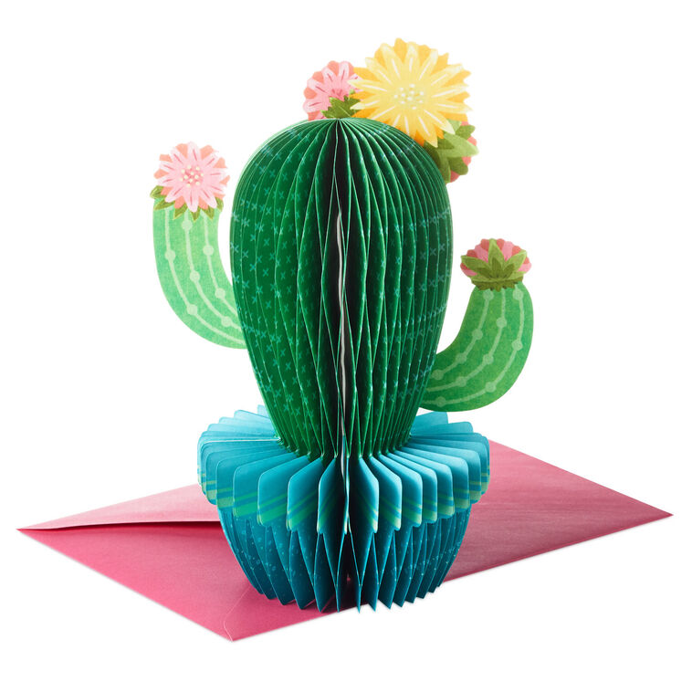 All Sun, All Fun Flowering Cactus Honeycomb 3D Pop-Up Card, , large image number 1