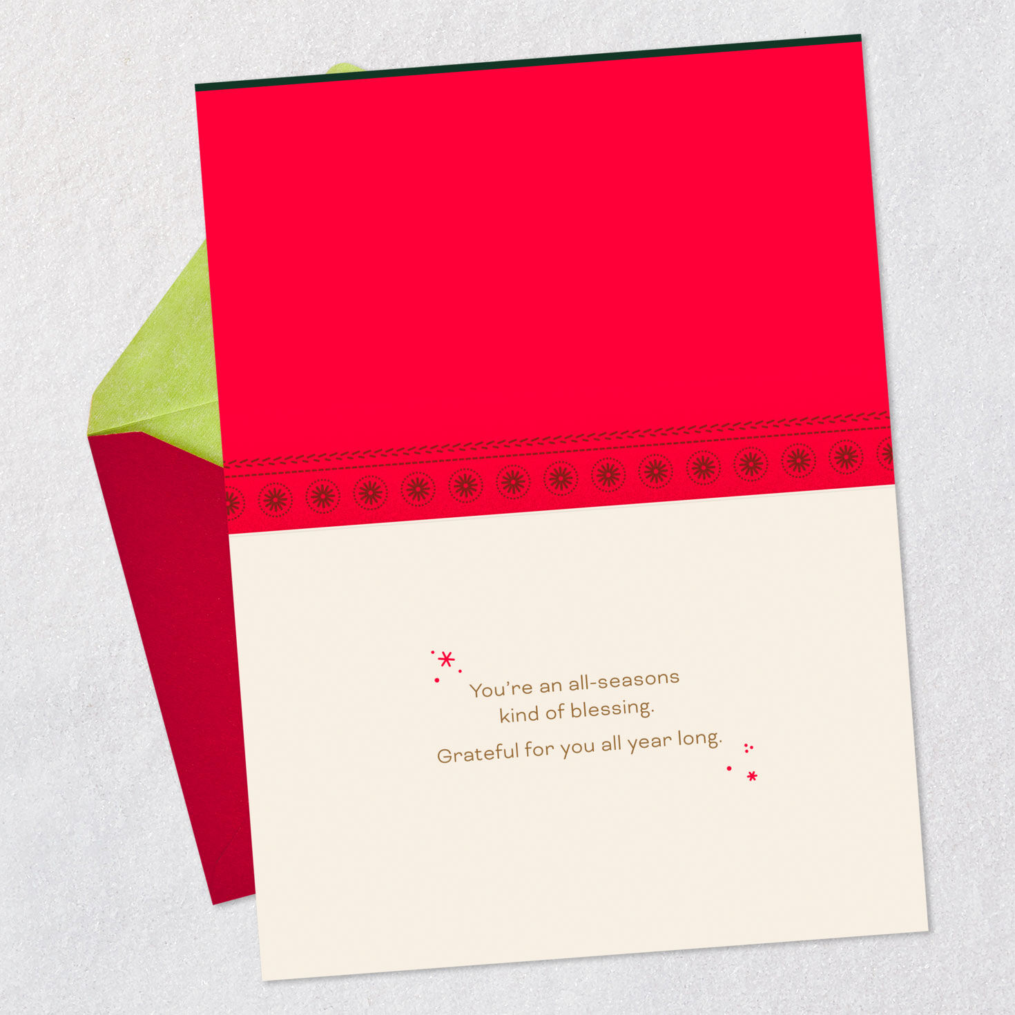 Block Letters on Black Christmas Thank You Card Open card with envelope image number 3