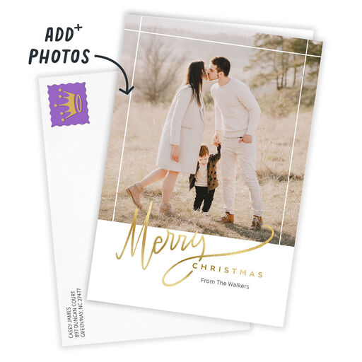 Personalized Elegant Merry Christmas Photo Card, 