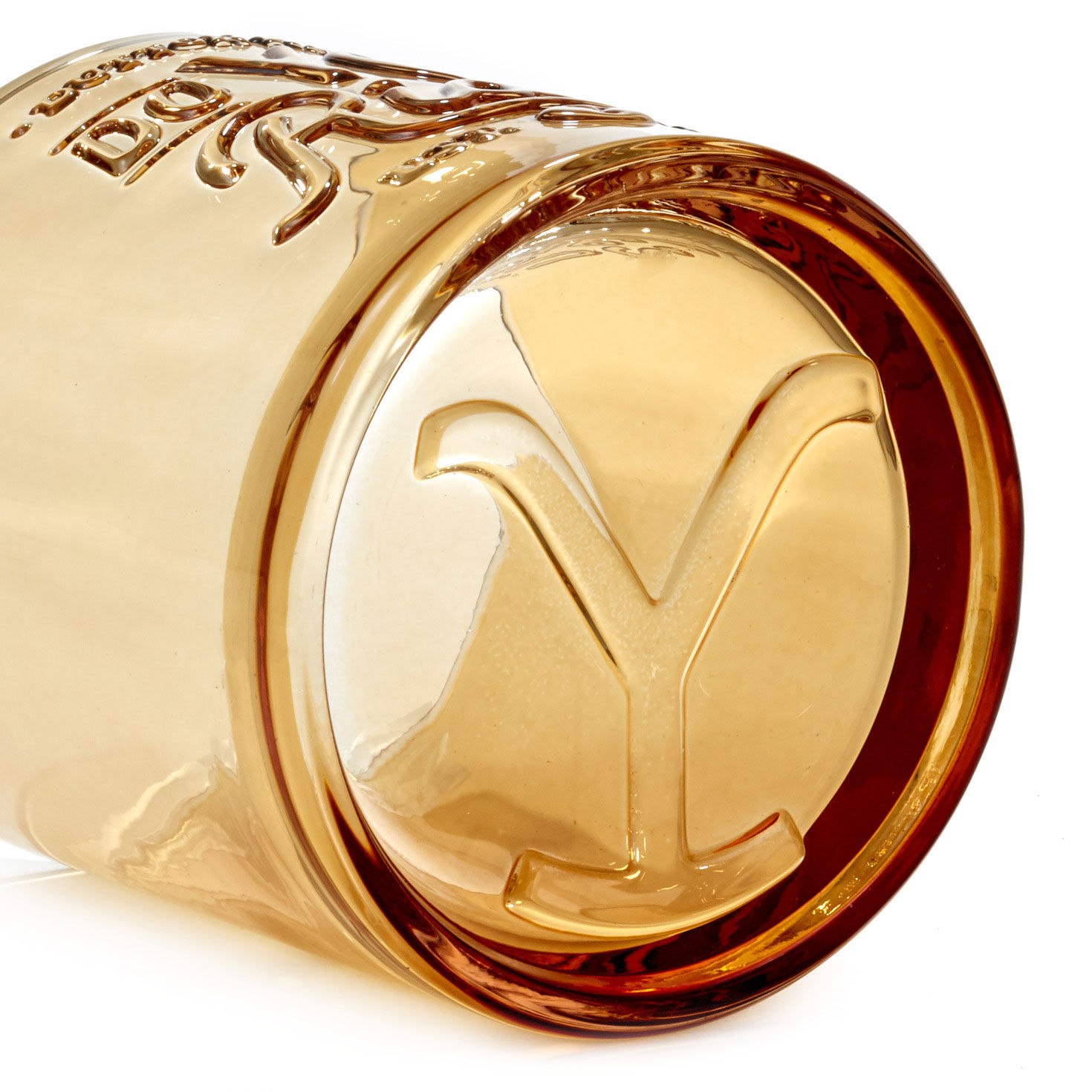 Dutton Ranch Do You Ride? Amber Lowball Glass bottom image number 3