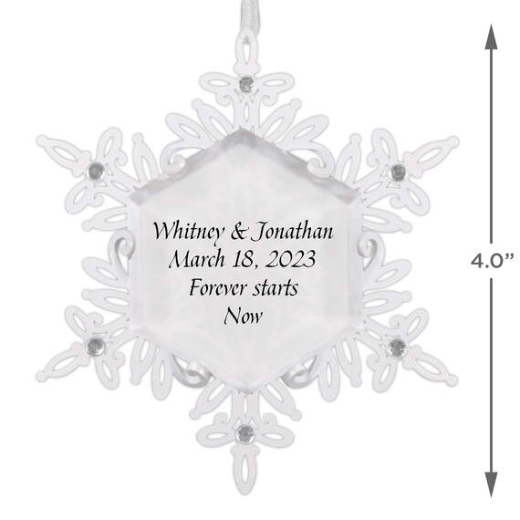 Sparkling Snowflake Text Personalized Metal Ornament, , large image number 3