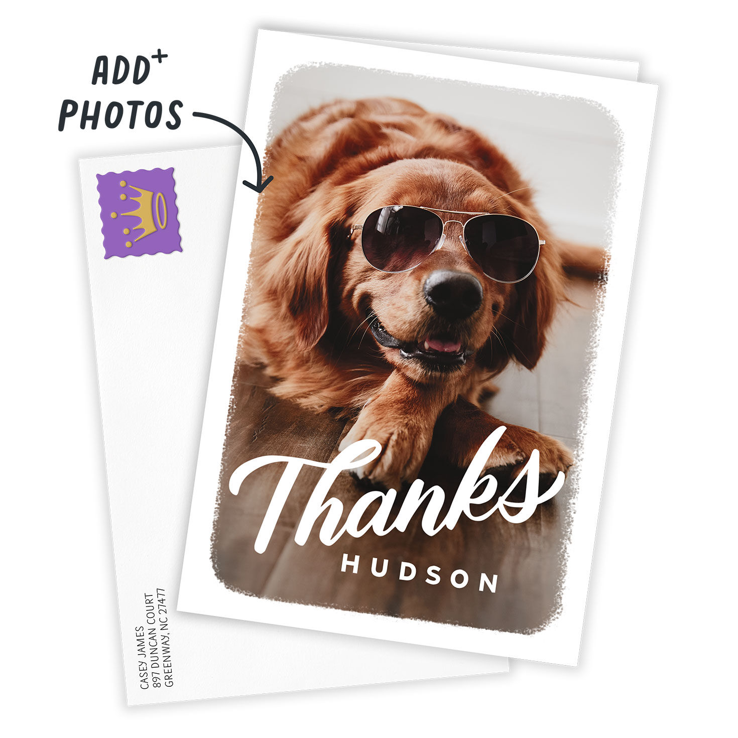 Personalized White Outline Thank-You Photo Card  image number 2