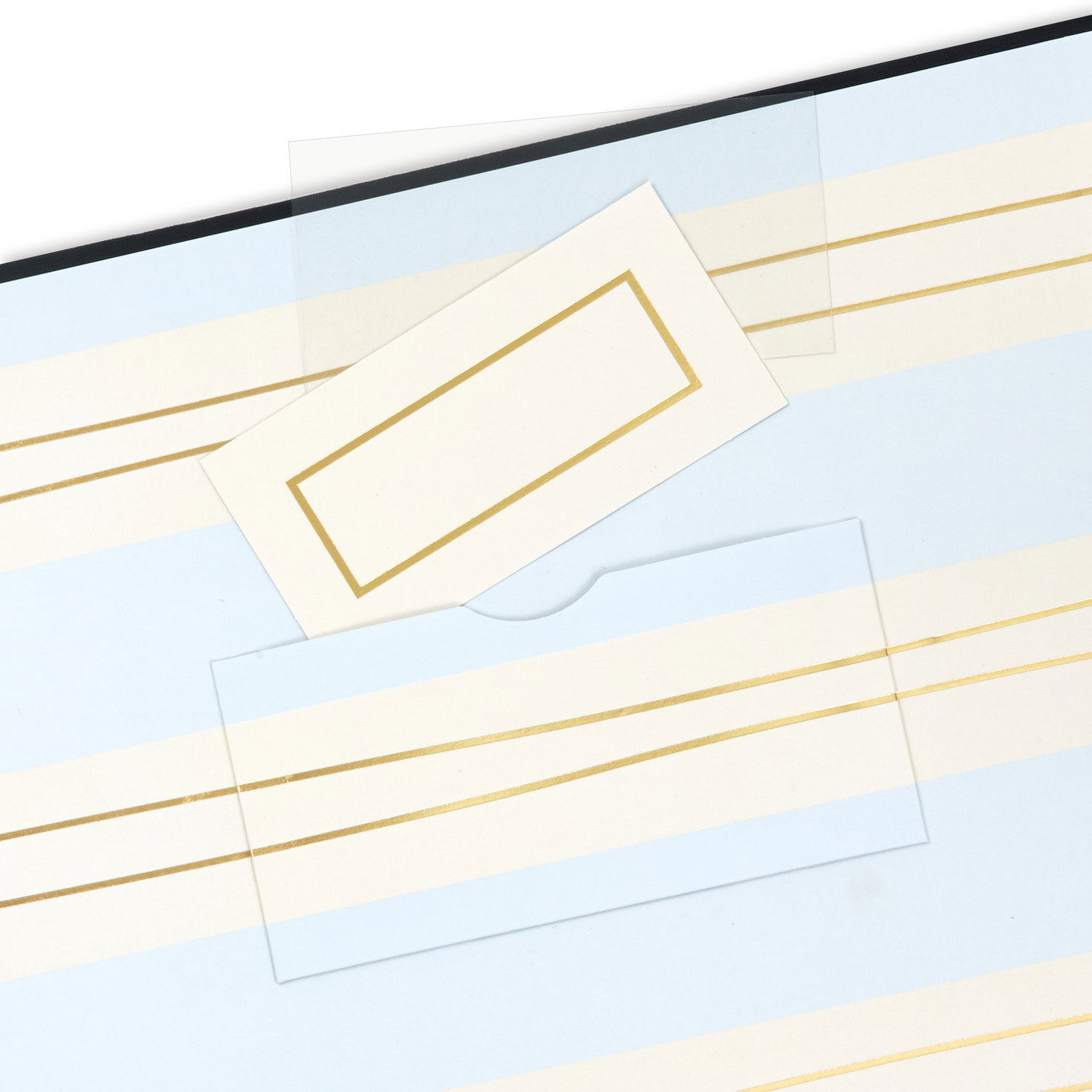 Gold Greek Key on Navy Blue Customizable Guest Book upclose detail image number 8