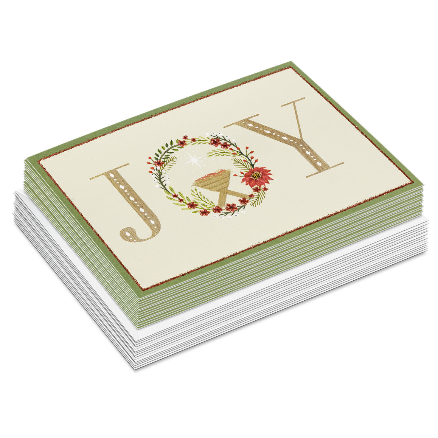 Joy Wreath DaySpring Religious Christmas Cards stacked front image number 2