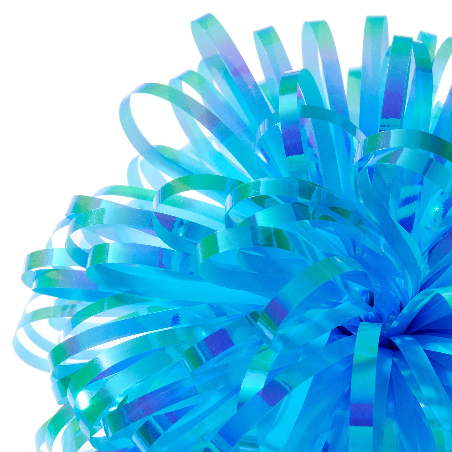 Translucent Turquoise Looped Pom-Pom Gift Bow upclose view image number 4