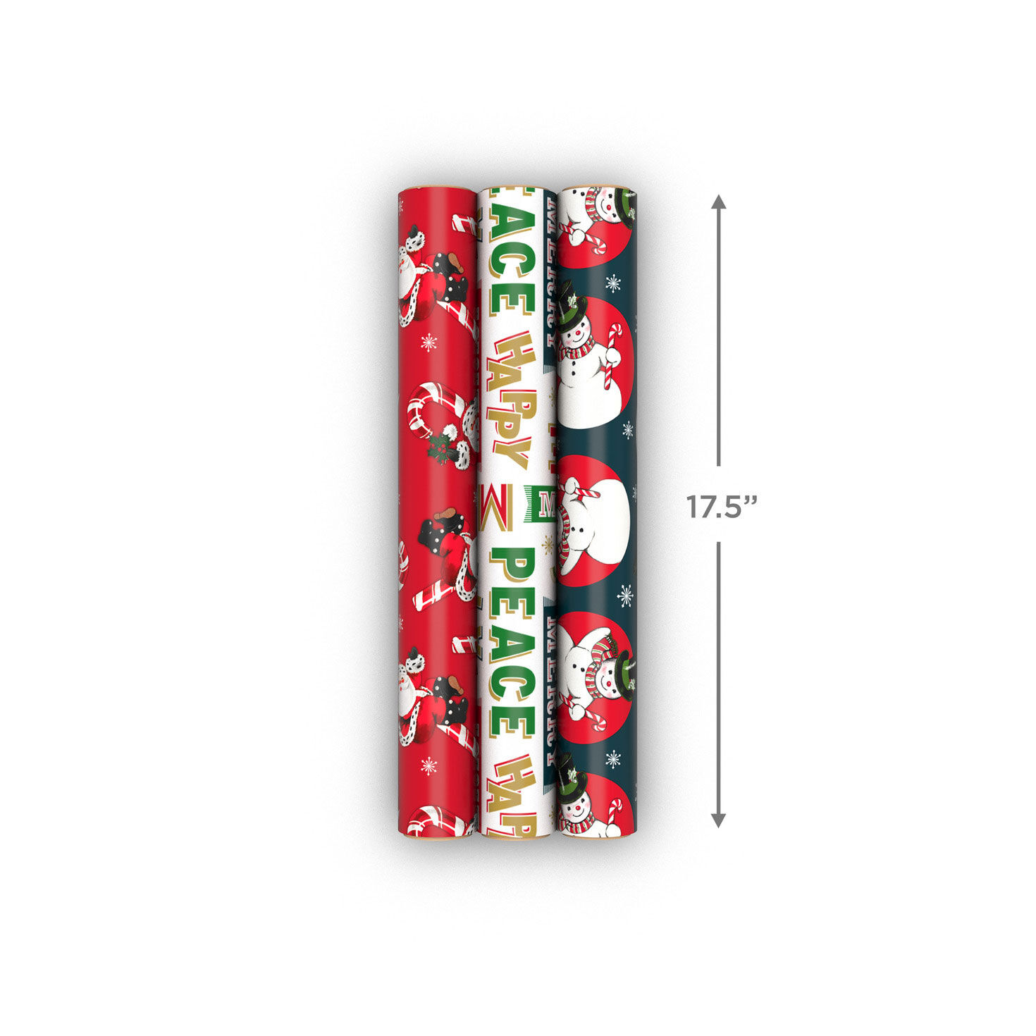Dancing Santa 3-Pack Mini Xmas Gift Wrap Rolls measurement image number 8