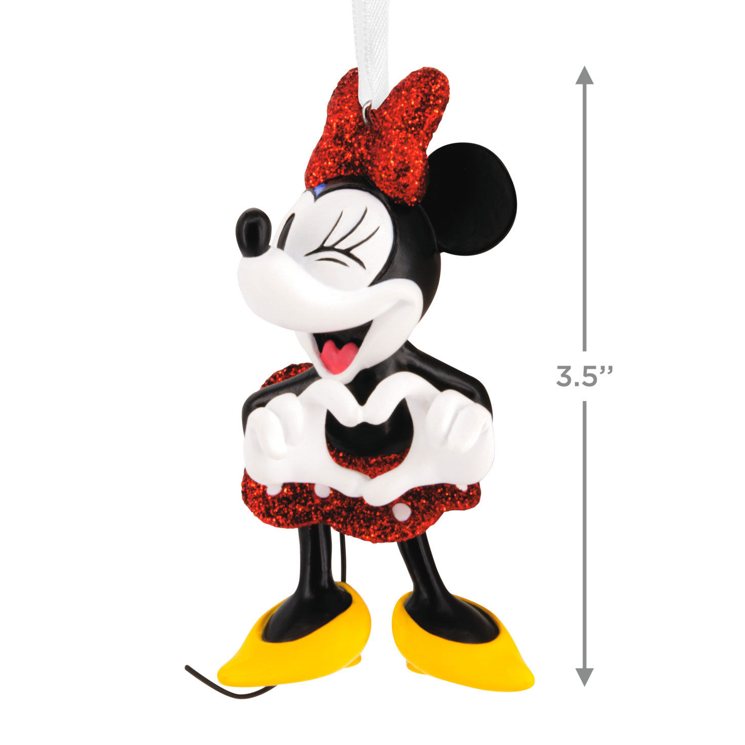 Vintage Minnie Red Sparkling Christmas Ornament measurement image number 3
