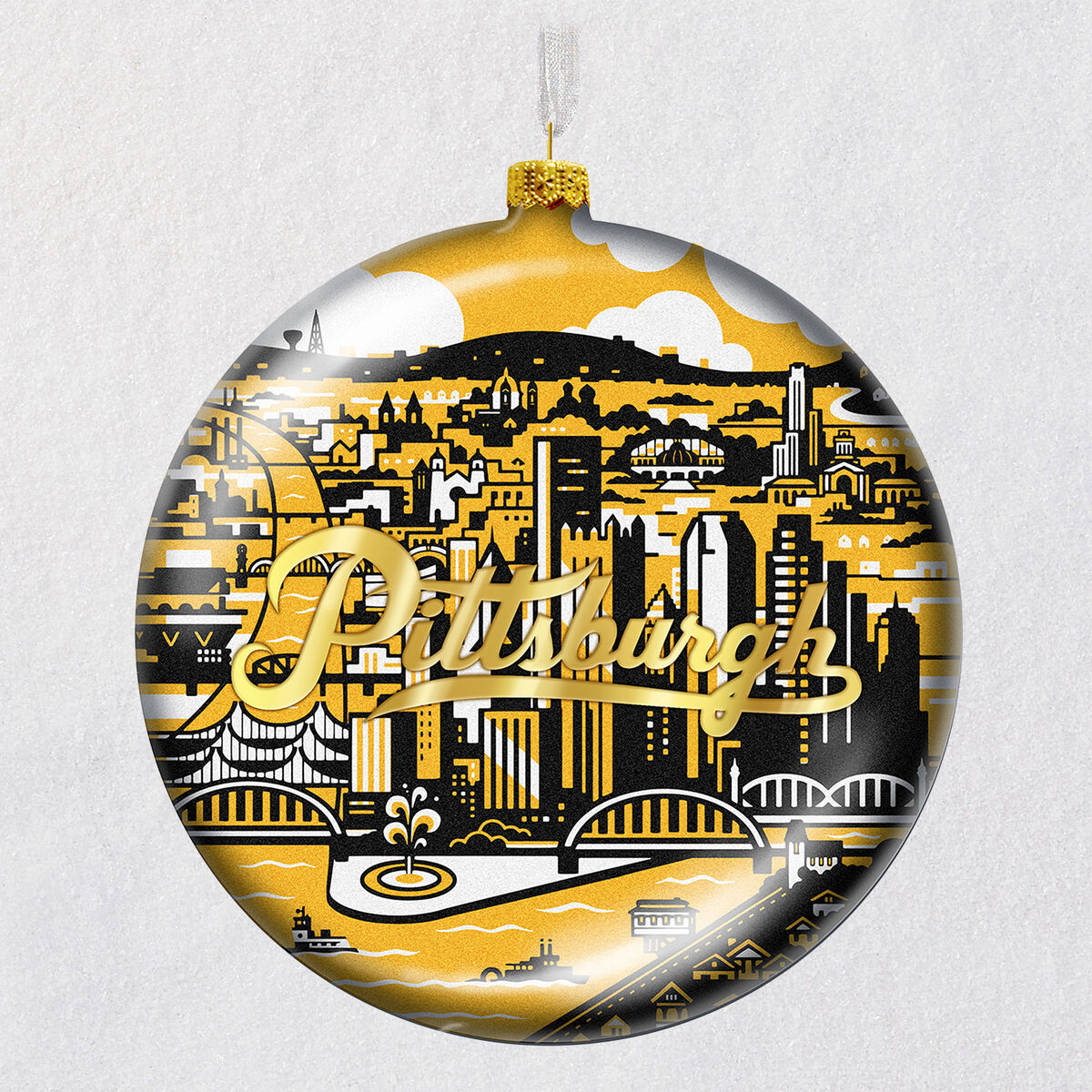 Pittsburgh The City of Bridges Glass Ornament Keepsake Ornaments