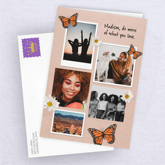 Personalized Butterflies and Daisies Photo Card, , large image number 4