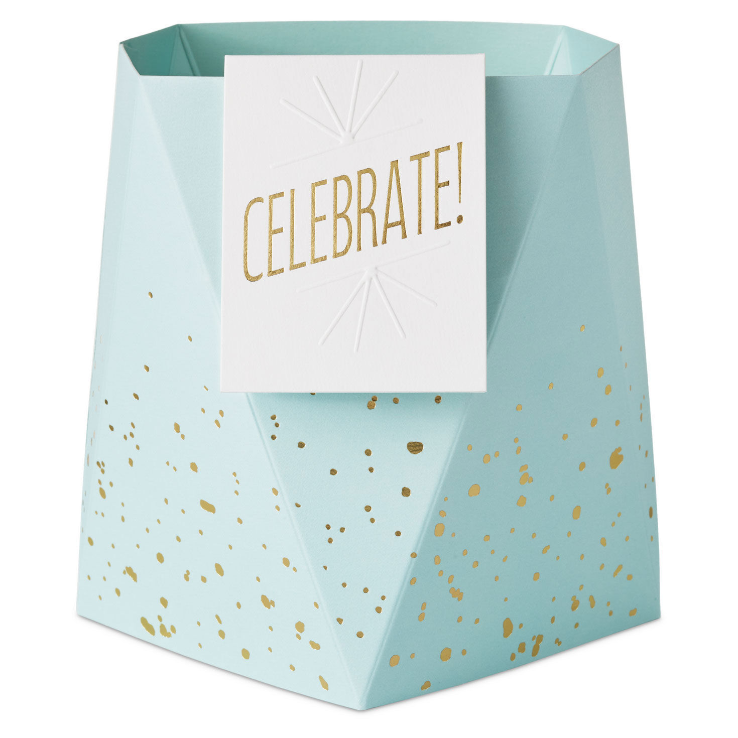 Build-a-Bouquet Celebrate Turquoise Blue Pop-Up Paper Vase With Mini Card