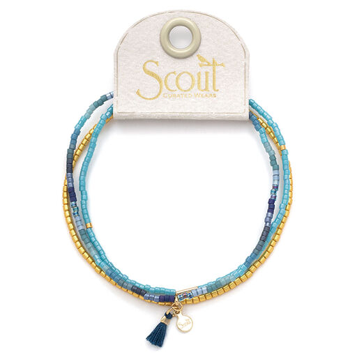 Cobalt Blue, Multicolor and Gold Beaded Bracelets, Set of 3, 