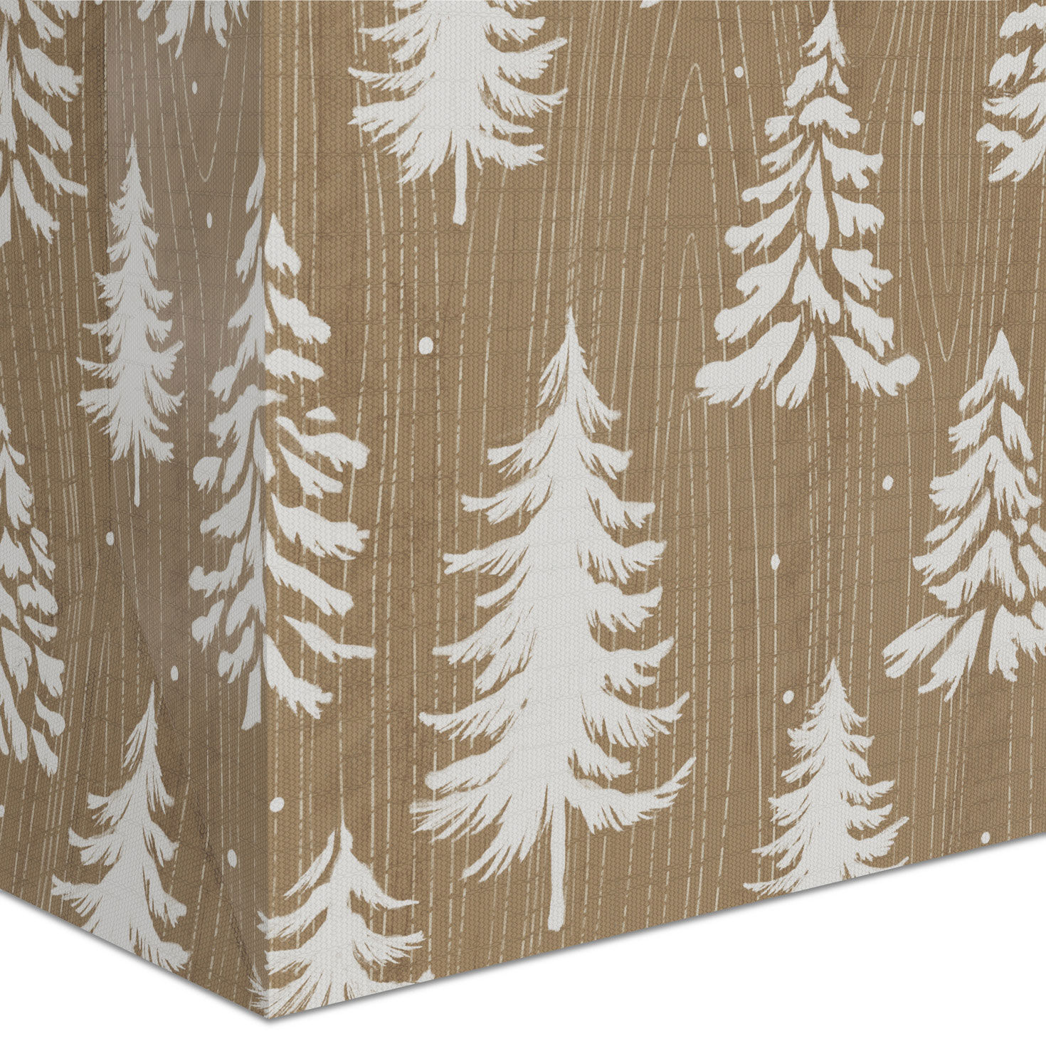 White Trees on Kraft Medium Holiday Gift Bag Base/Side Detail image number 5