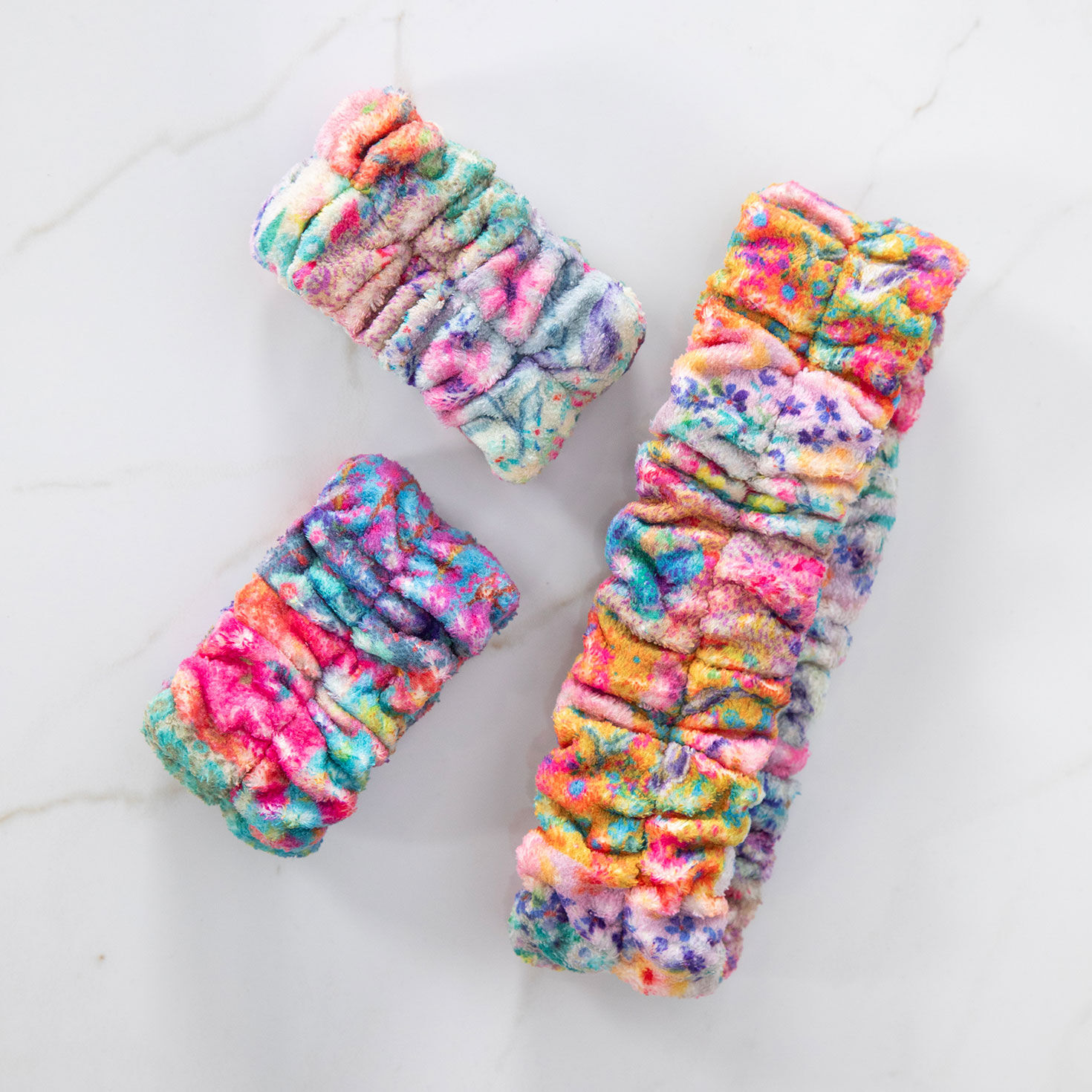 Pink Patchwork Head and Wrist Wash Bands  image number 2