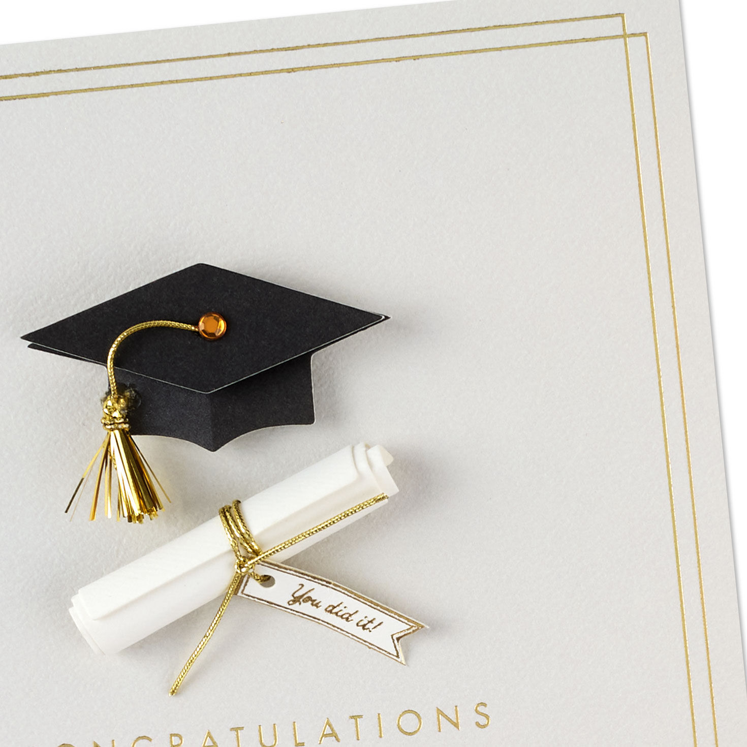 Gray Mortarboard Cap Graduation Card Card Front Detail image number 4