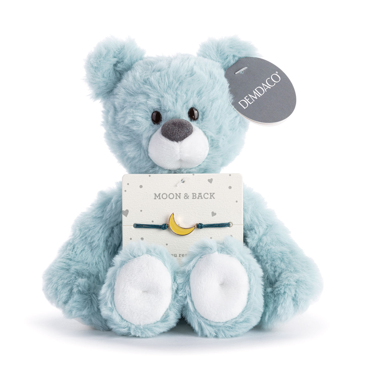 Demdaco Moon and Back Blue Plush Bear With Moon Bracelet, , large image number 4