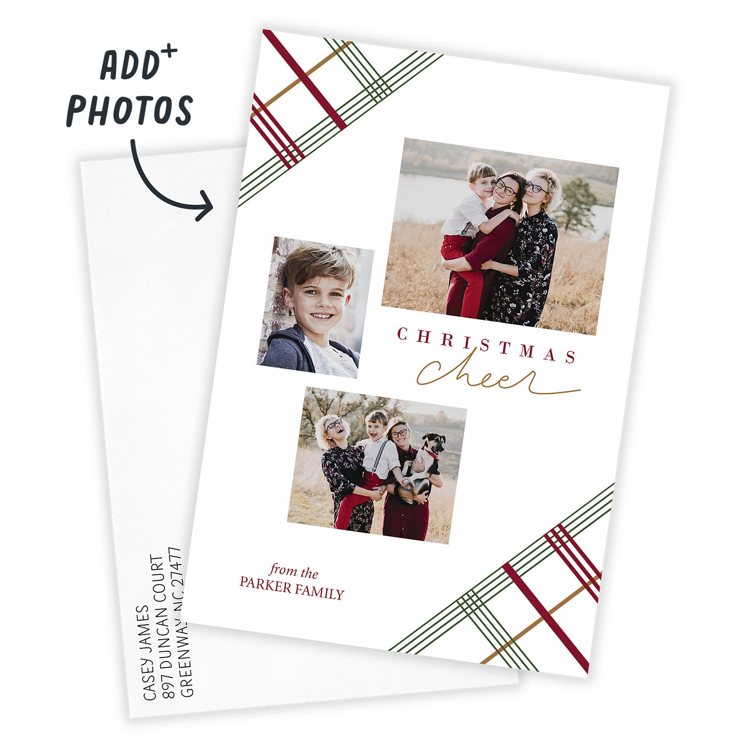 Plaid Cheer Flat Christmas Photo Card, , large image number 2