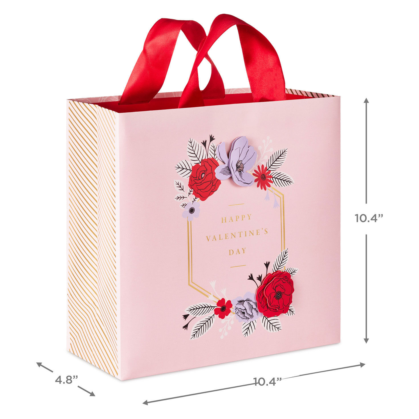 10.4 Flowers on Pink Large Square Valentine s Day Gift Bag