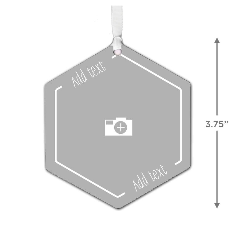 Design-Your-Own Hexagon Metal Personalized Ornament, Custom Photo and Text, , large image number 3