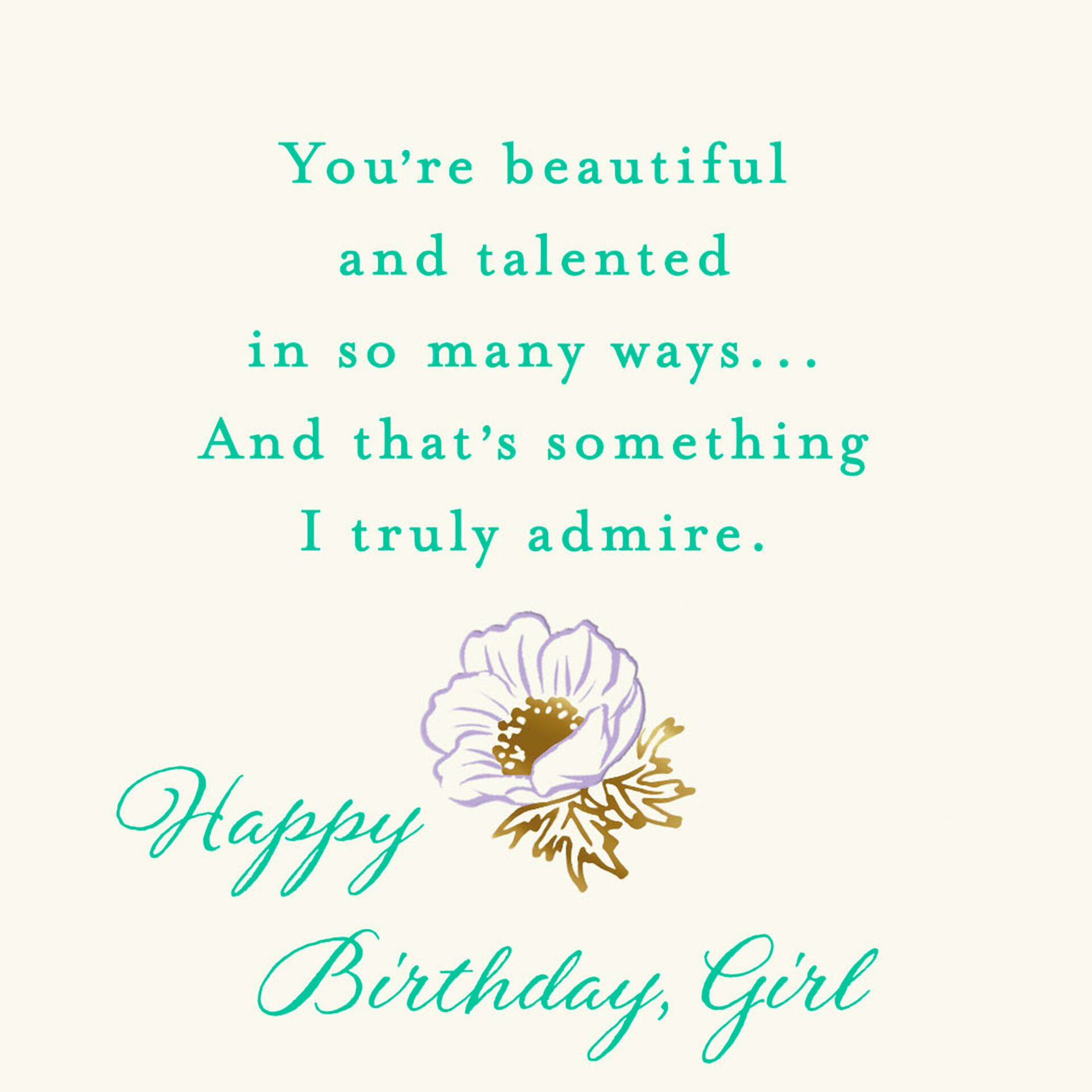 Beautiful and Talented Birthday Card for Her Greeting