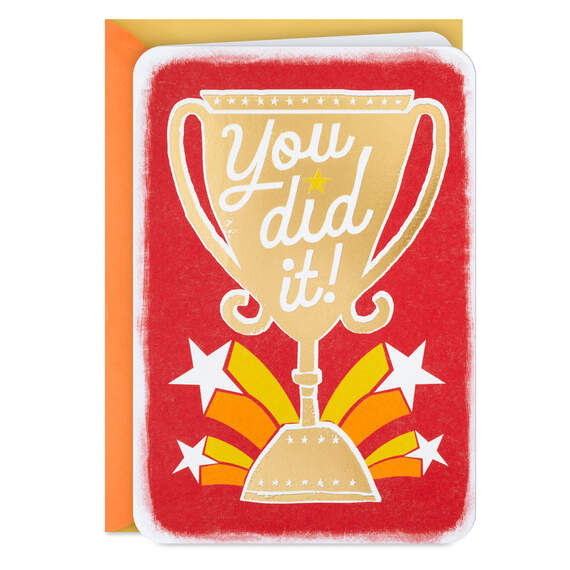 You Did It Trophy Congratulations Card, , large image number 1