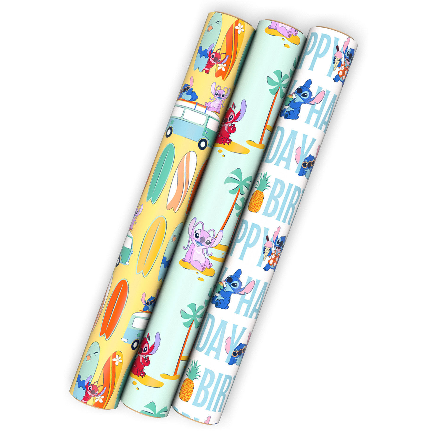 Disney Stitch and Friends 3-Pack Wrapping Paper Mini Roll Bundle, 45 sq. ft. total