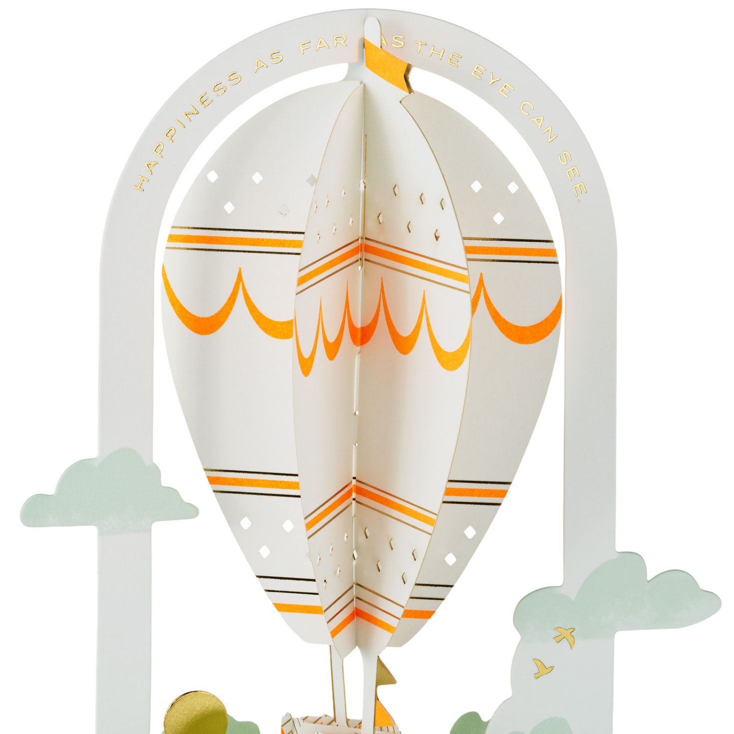 Orange and Green Hot Air Balloon Pop-Up Birthday Card Card Front Detail image number 4