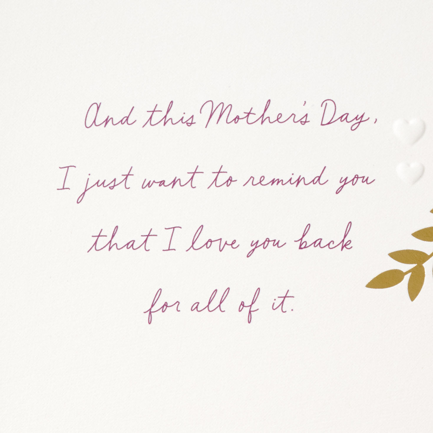 Hearts and Leaves Love You Mom Mother's Day Card  image number 3