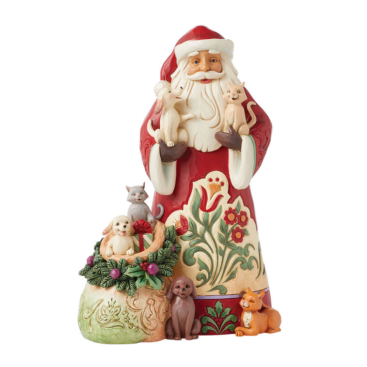 Jim Shore Santa With Pets Figurine, 9"
