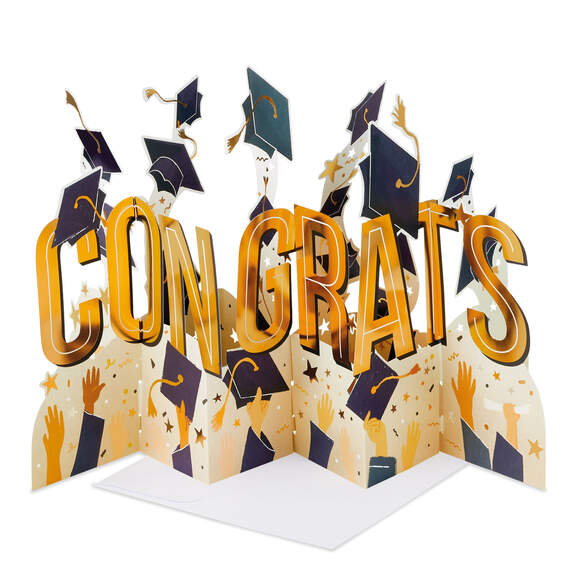Jumbo Hats Off to You 3D Pop-Up Graduation Card, , large image number 1