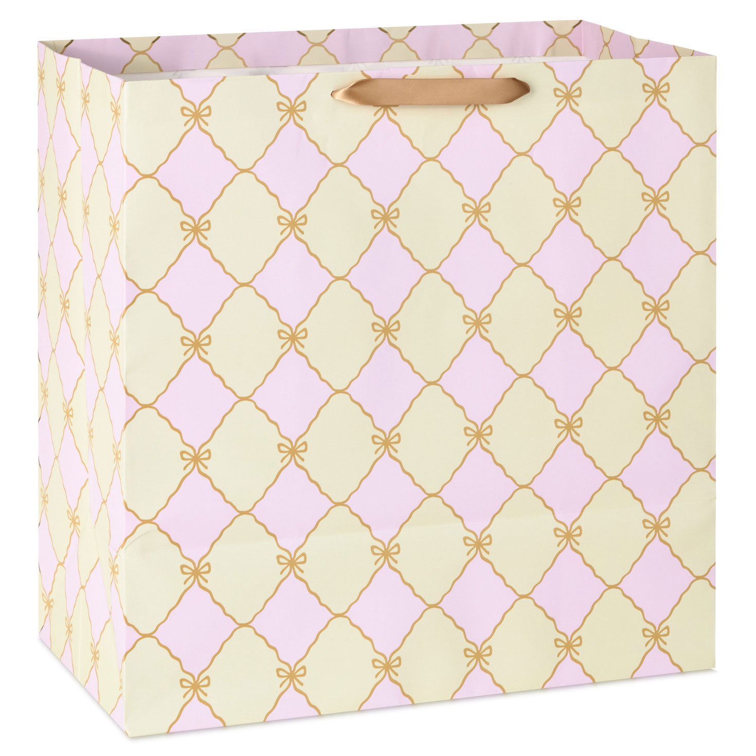 Pink and Cream With Gold Bows Extra-Deep Gift Bag Back image number 6