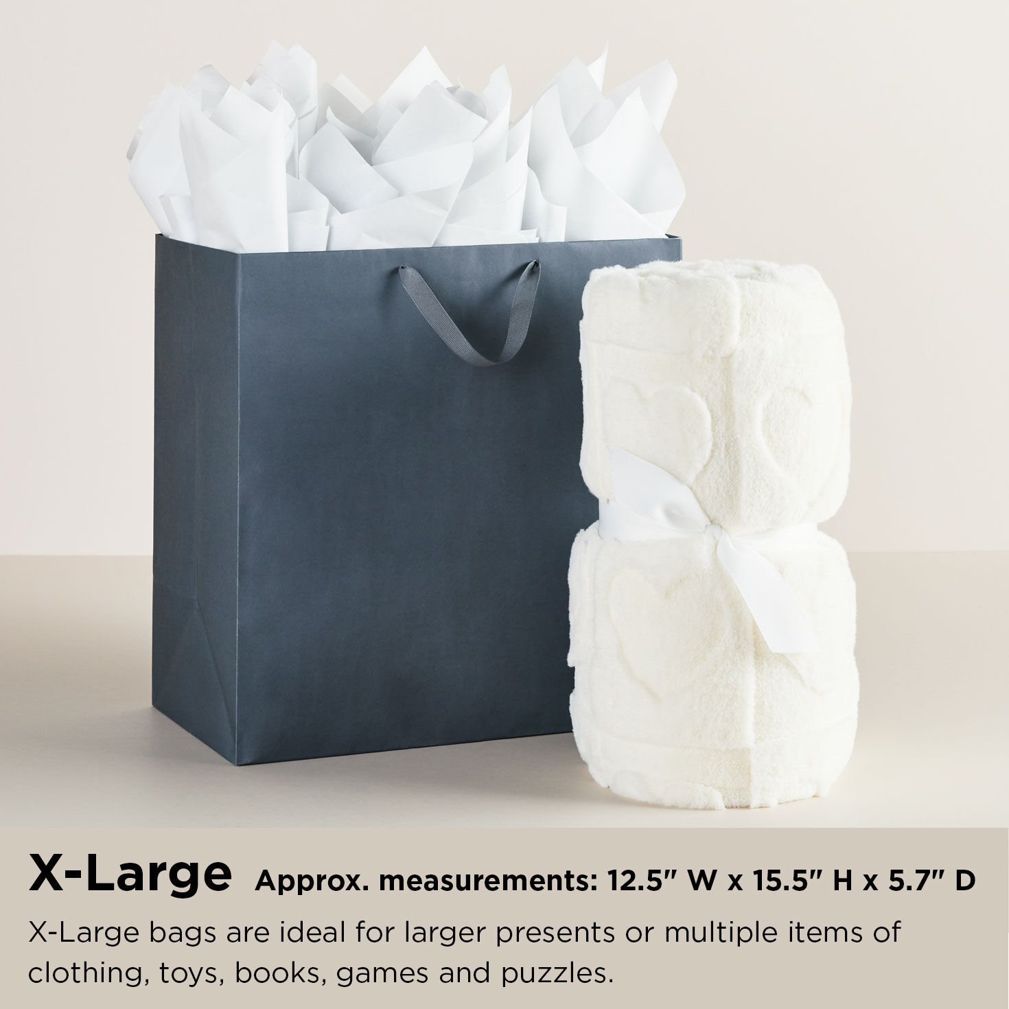 Scattered Overlapping Dots on Blue XL Gift Bag Sizing guide image number 7