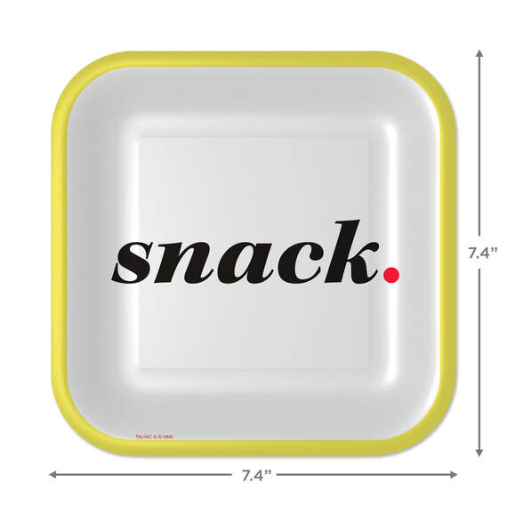 "Snack" Black and White Square Dessert Plates, Set of 8, , large image number 3