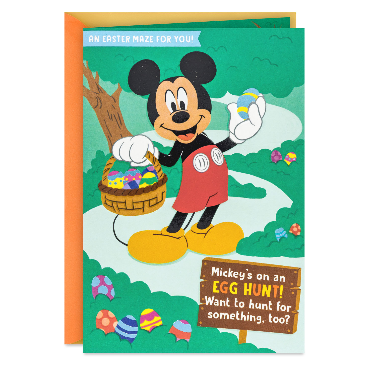Disney Mickey Mouse Easter Egg Hunt Easter Card With Fold-Out Maze