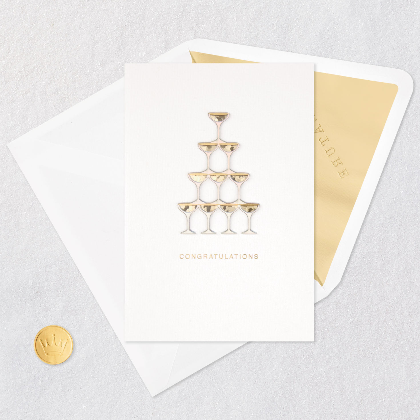 Gold Champagne Glass Tower Wedding Congrats Card Signing card image number 5