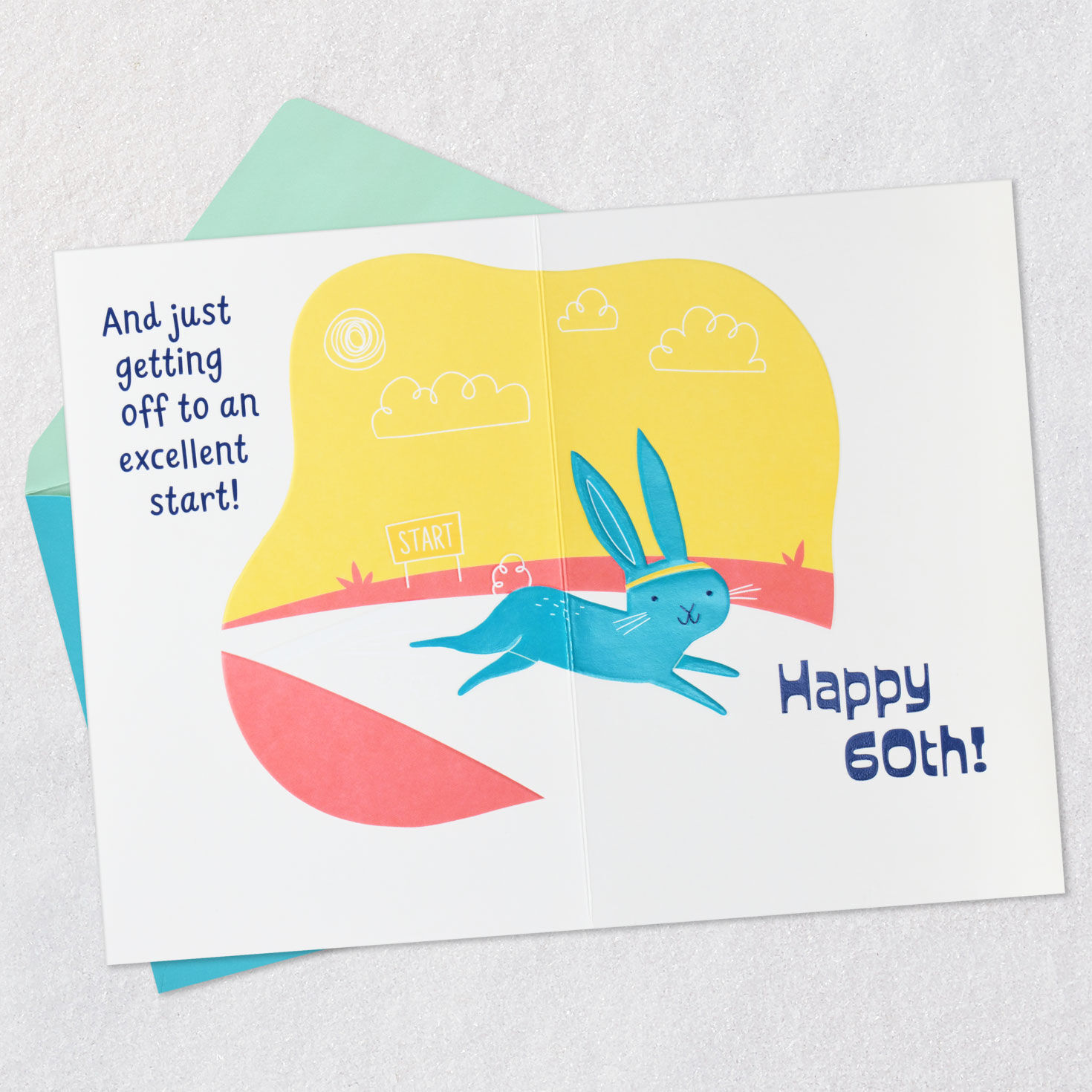 Saguaro Cactus and Tortoise 60th Birthday Card Open card with envelope image number 5