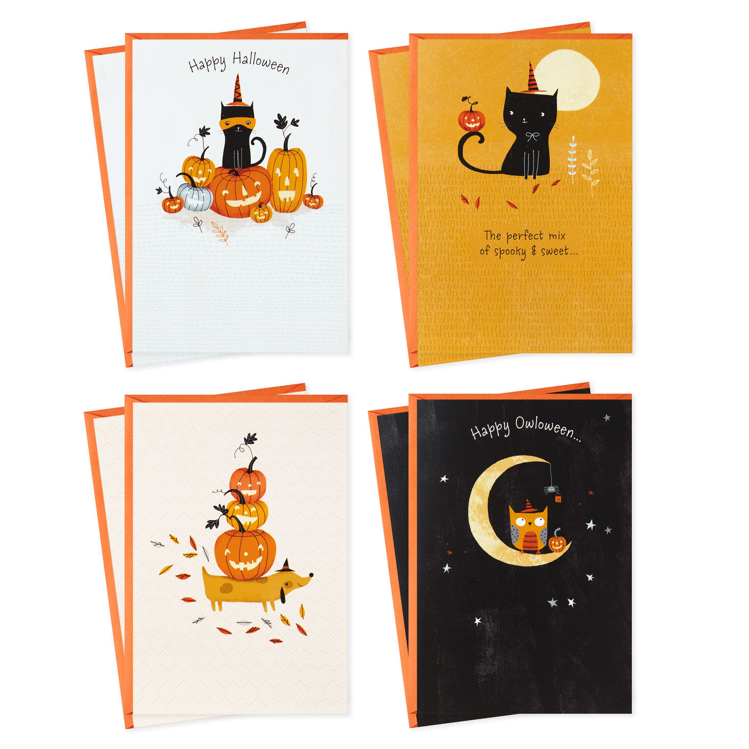 Candy Corn 8 Cards with Envelopes Hallmark Halloween Cards Assortment 