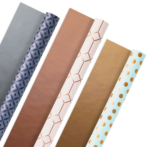 Metallic Shimmer 3-Pack Reversible Wrapping Paper, 120 sq. ft. total, 