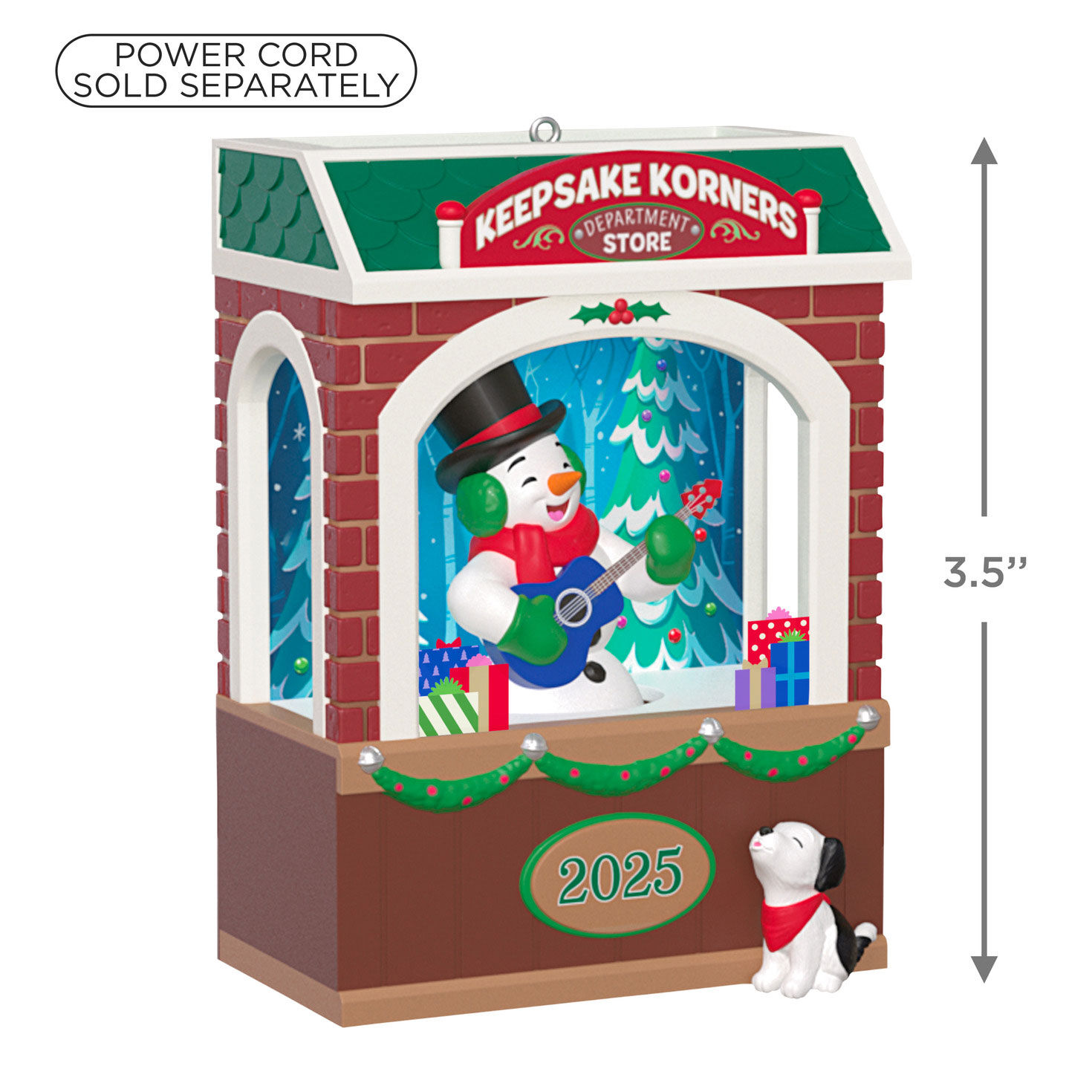 Snowman With Guitar Store Window Keepsake Ornament  image number 3