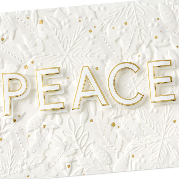 White and Gold Peace Holiday Card Card Front Detail image number 4